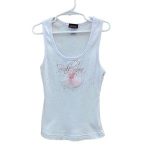 Trendy Trends White Ballerina Ribbed Tank Top Size Large Slim